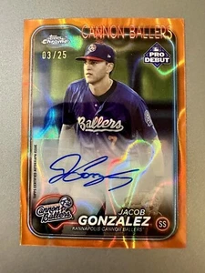 2024 Topps Pro Debut Jacob Gonzalez 03/25 Orange Lava Refractor Auto #PDC-19 - Picture 1 of 2
