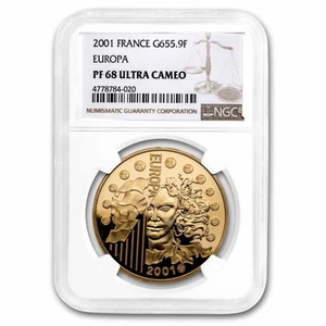 2001 France 1 oz Gold 655.957 Francs Euro Conversion PF-68 NGC - Picture 1 of 3