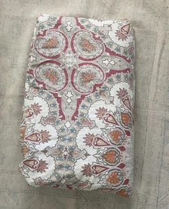 Pottery Barn Valencia Percale Cotton Duvet Cover King Size Paisley Medallion - Picture 1 of 6