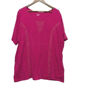 Catherines Damen 2X rosa Kurzarm Häkeldetail Top Lounge Freizeit Reisen - Bild 1 von 6