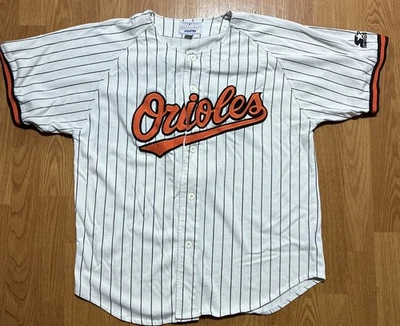 Camiseta deportiva vintage a rayas Cal Ripken de los Baltimore Orioles para principiantes L agujero pequeño/mancha Foto 1 de 4