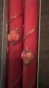 Coppia di candele vintage Zieklede decorate floreali 29 rosse floreali made in Germany - Foto 1 di 13