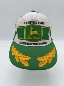 Vtg John Deere Trucker Madison Equipment Company KEN HASTINGS SnapBack Hat Cap - Picture 1 of 9