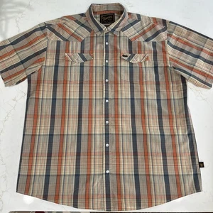 Howler Brothers H Bar B Snapshirt Men’s Size XXL Western Plaid Blue Tan Orange - Picture 1 of 14