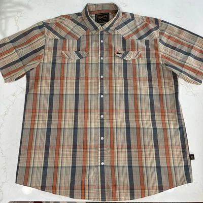 Howler Brothers H Bar B Snapshirt Men’s Size XXL Western Plaid Blue Tan Orange - Image 1 of 4