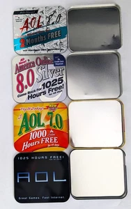 EMPTY Metal Tins, Collectible Vintage America Online (AOL), Set of 4 - Picture 1 of 3
