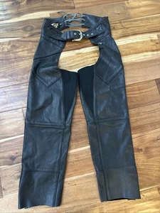 Harley Davidson Damen XS Schwarz Leder Chaps Außenreißverschluss Made In USA - Bild 1 von 12