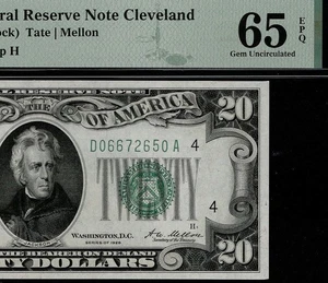 1928 $20 Federal Reserve Note Numerical #4 Gold on Demand Clause PMG 65 EPQ (BJH - Picture 1 of 3