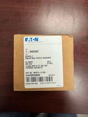 Martillo cortador EHD3020 EHD 3 polos 20 amperios 480 voltios atornillable EATON NUEVO EN CAJA Foto 1 de 4