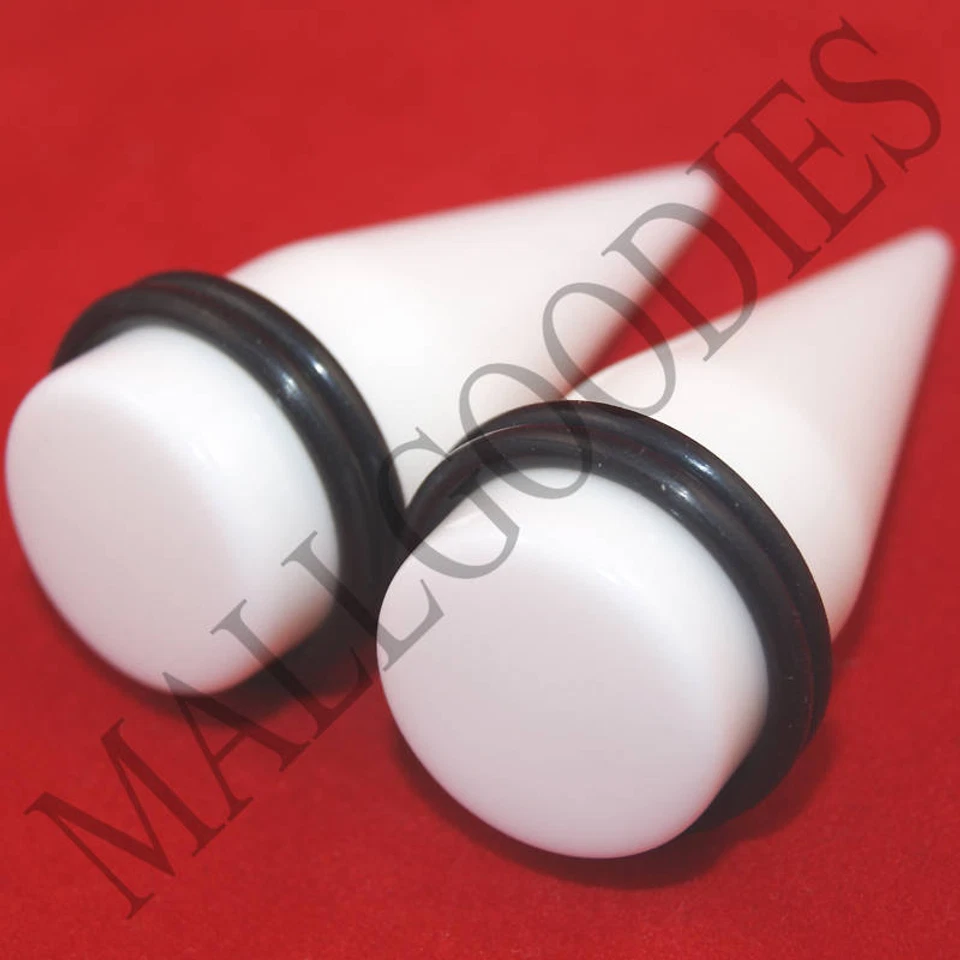 0599 Macas acrílicas brancas sólidas expansores cônicos 3/4" polegadas 20mm 2 peças plugues - Imagem 1 de 1