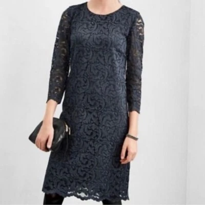 Vestido de encaje manga 3/4 Garnet Hill para mujer talla 6 negro cóctel fiesta noche Foto 1 de 4