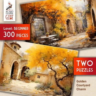 2 x ПАЗЛЫ 300pc ~ Золотой двор подвеска - освещенный солнцем двор FG2030 - Изображение 1 из 4