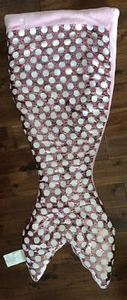 Cynthia Rowley Mermaid Snuggle Tail Pink/White Polka Dot Sequins. Size 22”x56 - Picture 1 of 10