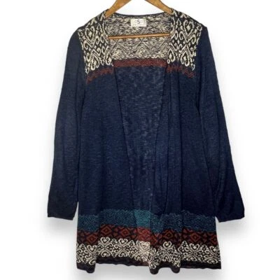 Cárdigan suéter plumero delantero abierto OSO informal azul marino Fair Isle nueva ola 3X Foto 1 de 4