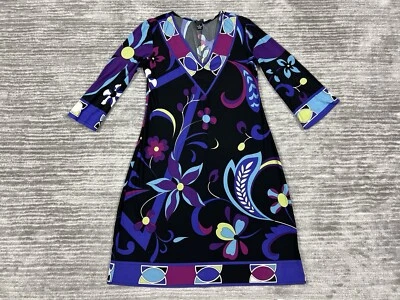 Vestido New Directions Mujer 4 Multicolor Floral Manga 3/4 Cuello en V Cambio Foto 1 de 4