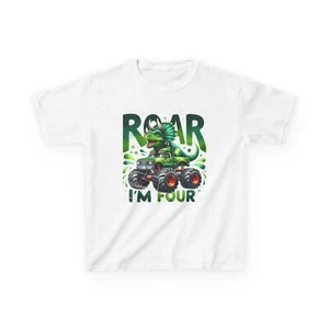 T-Rex I am four Kids Cotton T-Shirt - Picture 1 of 101