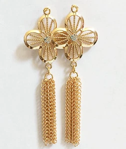 2 piezas Colgante de cadena de borla de latón chapado en oro, flecos de borla hechos en EE. UU. - Imagen 1 de 1