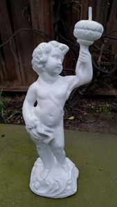 Antike Cherub Architektur Garten Statue Steinguss Brunnen Junge Skulptur - Bild 1 von 12
