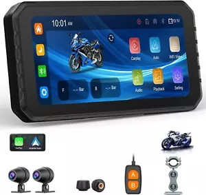 6.25" Motorcycle CarPlay Android Auto Screen Dual 1080P Dash Cameras TPMS *2# - Picture 1 of 11