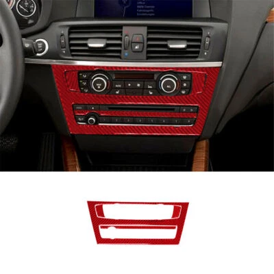 4Pcs Red Carbon Fiber Radio/Climate Control Cover Trim For BMW X3 F25 X4 F26 - Image 1 of 4