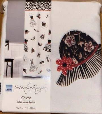 Saturday Knight COSMO Fashion Chic Shoes Purses Dresses Hats  Shower Curtain NIP - Imagem 1 de 4
