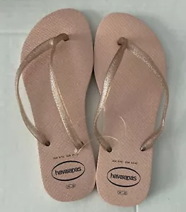 Infradito Havaianas rosa glitter donna USA 9/10 EUR 41/42 REGGISENO 39-40 nuovo - Foto 1 di 3