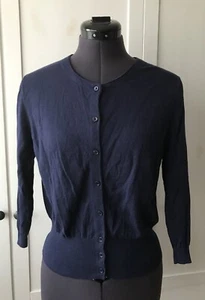 Women 3/4 Sleeve Navy Blue Cardigan - Picture 1 of 4