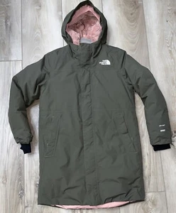 The North Face Arctic Swirl Parka Coat DryVent 550 Down Olive Green Size L 14/16 - Picture 1 of 15