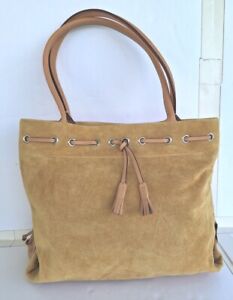 Dooney & Bourke womens authentic brown Suede Drawstring tote Shoulder Bag