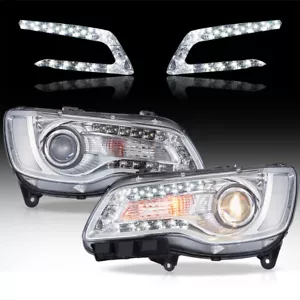 Pair VLAND LED Head Lights For 2011-2015 Chrysler 300 Chrome Projector Assembly - Bild 1 von 17