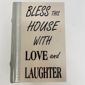 Wood Book Box Hidden Jewelry Secret Fake Bless The House With Love And Laughter - Picture 1 of 5