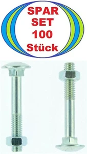 100 Stück M8 x 55 Schlossschrauben m. Mutter, 8x55 Flachrundschrauben DIN 603 Mu - Bild 1 von 2