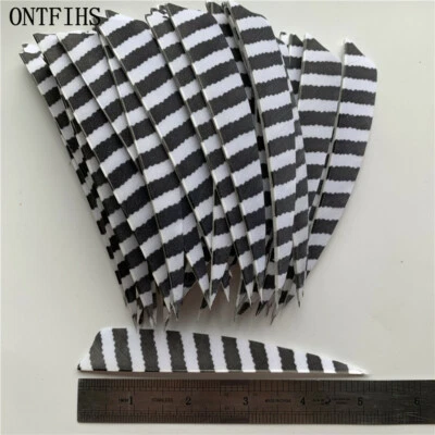 50PCS 5inch Striped White Shield Vanes Fletches Feathers Fletching RW LW - Image 1 of 4