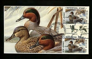 US FDC NJ New Jersey State Duck Stamp 1988 #9-10 Greenwings Robert Leslie #16/27 - Picture 1 of 2