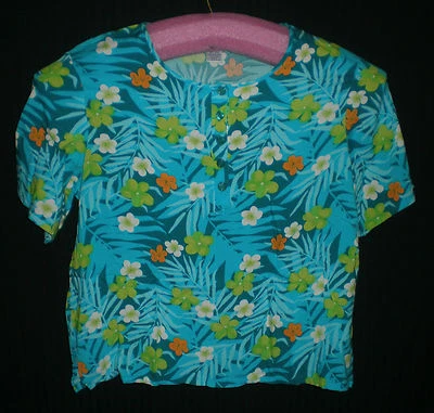 Top de mujer Jennifer Moore azul estampado floral/tropical manga corta L Foto 1 de 4