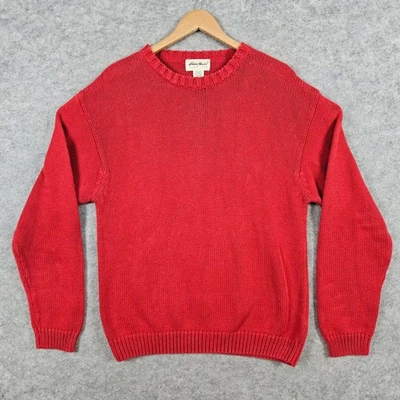 Eddie Bauer Men's Size M Red 100% Cotton Crew Neck Long Sleeve Pullover Sweater - Image 1 of 4