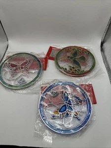 Vintage McCrory Weihnachtsdeko Kardinal Glasimitat NEU 3er Set - Bild 1 von 4