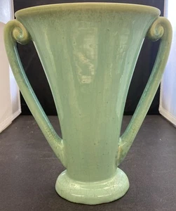 Antique Fulper Pottery Pillow Vase, Art Deco, Aqua Color, Crystalline Glaze 8.5” - Picture 1 of 7
