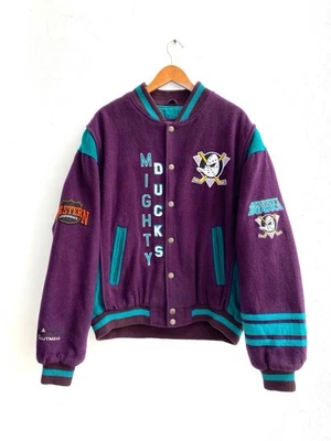 Chaqueta Universitaria RARA De Colección Mighty Ducks Nuez moscada Campri Mezcla de Lana NHL Para Hombre XL Foto 1 de 4