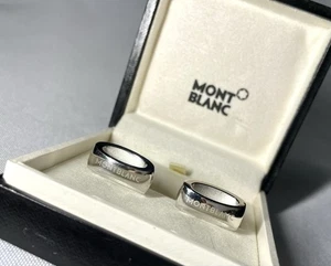 Montblanc Brand Logo Letters Sterling Silver Cufflinks Buttons - Picture 1 of 10