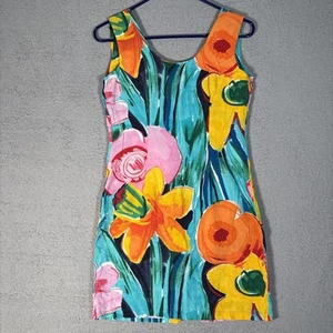 Abito donna vintage Jams World taglia 3 tessuto stropicciato fiori narciso resort anni 90 - Foto 1 di 13