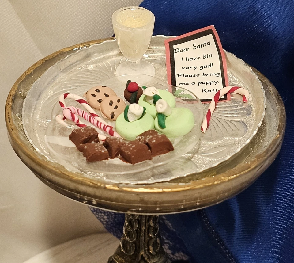OOAK CUSTOM MADE DOLLHOUSE MINI COOKIES FOR SANTA TABLE 1:6 BARBIE SZ w/Milk +++ - Image 1 of 4