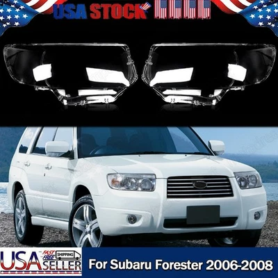 Left+Right Clear Headlight Lampshade Lens Covers For Subaru Forester 2006-2008 - Image 1 of 4