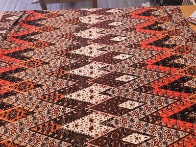 1. 1/2  Yd  Zig Zag   Ethnic Rayon Challis Fabric Apparel  Bolt Ends  - Image 1 of 4