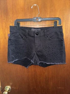 Pantalones cortos de mezclilla Rock & Republic para mujer Lolita negros con tachuelas talla 6 McBling - Imagen 1 de 6