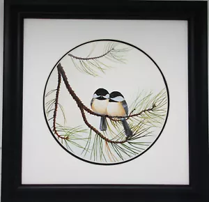 Audubon Chickadee Wildlife Oval Framed Bird Print 11 X 11 Wall Decor - Picture 1 of 1