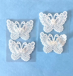 4 White Butterfly Design Crochet Style Lace card making/dressmaking - Picture 1 of 1