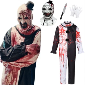 Joker Costume Halloween Jumpsuit Dress Bloody Terrifier 2 Art the Clown Cosplay - Picture 1 of 26