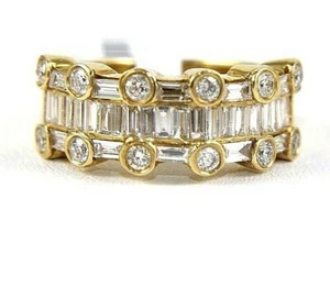 Round & Emerald Cut Diamond Cluster Ballerina Ring Band 14k Yellow Gold 2.26Ct - Picture 1 of 7