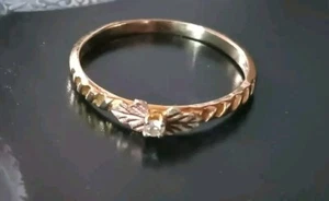 Delicate Diamond Solitaire Engagement Wedding Ring 10K Yellow & Rose Gold 5.75 - Picture 1 of 5